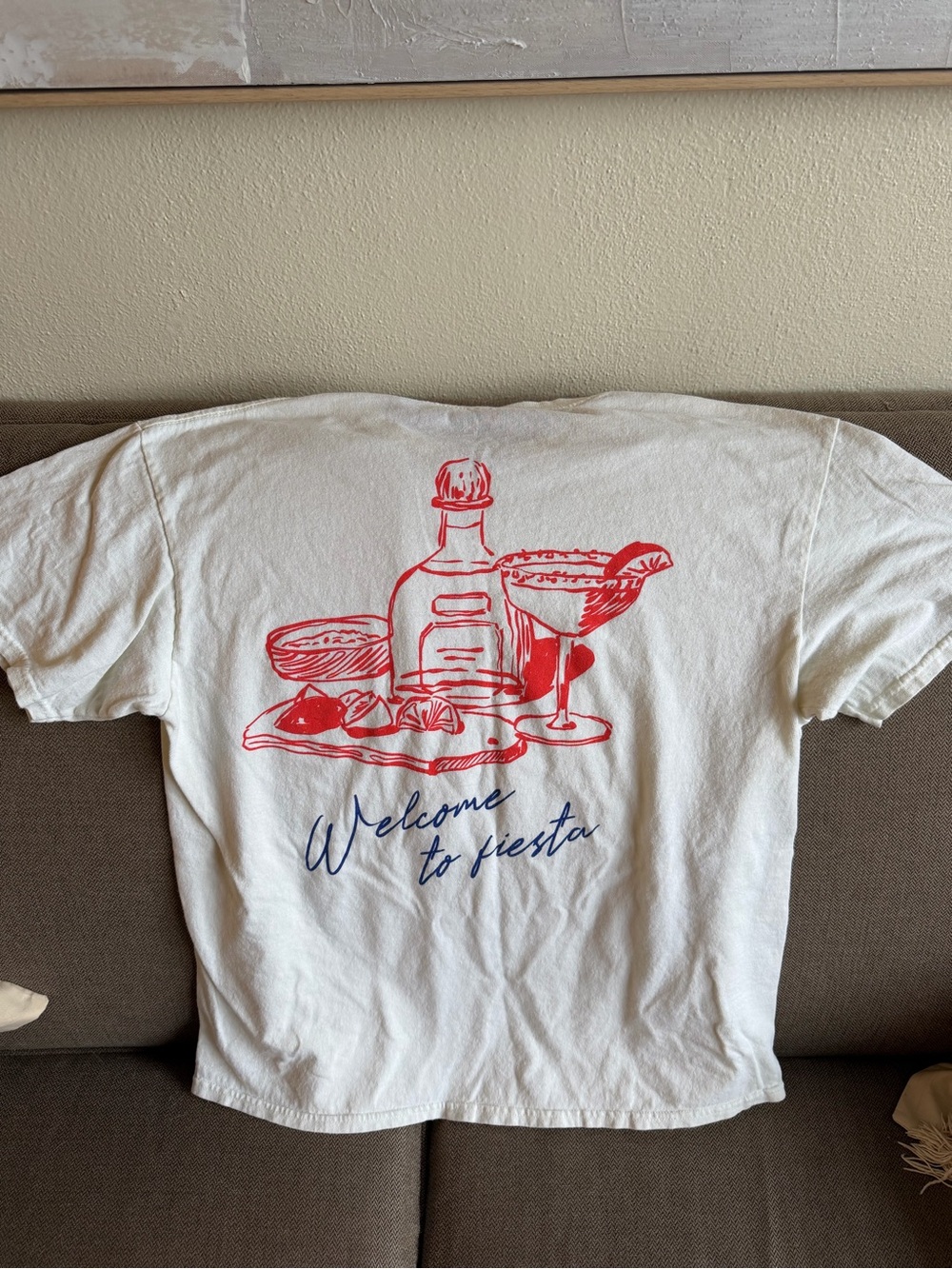 Welcome to Fiesta Graphic Tee - White with Red Print